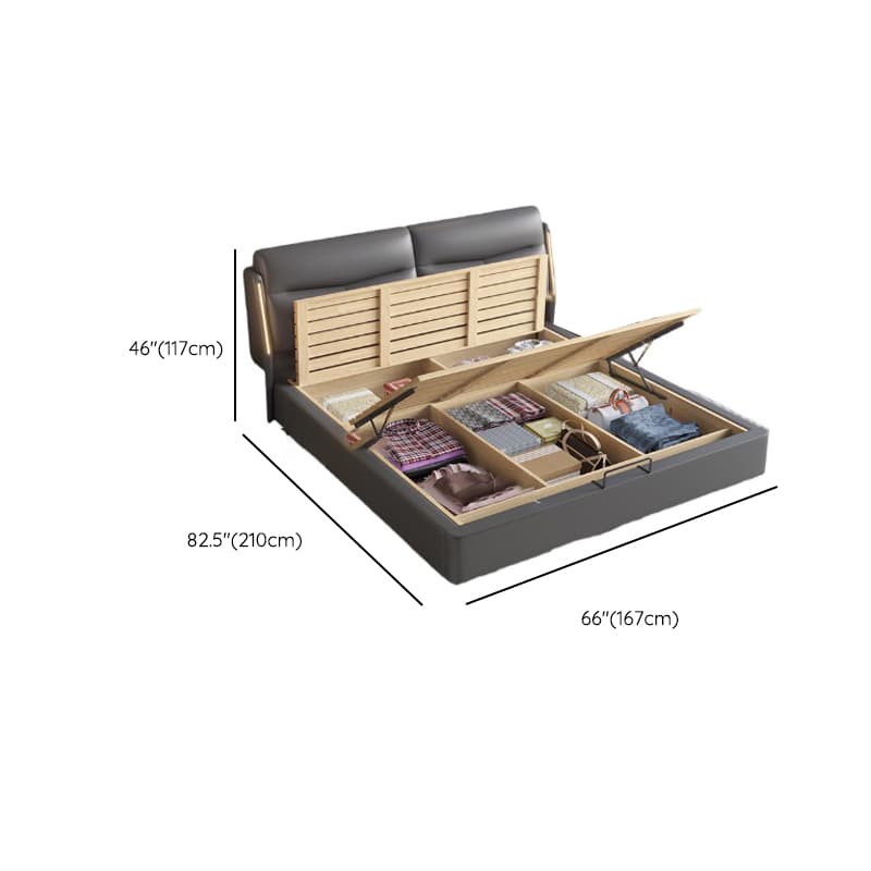 Light Gray Solid Color Storage Bed/Platform Bed with Timber Frame and Illumination Light for Living Room - image 12