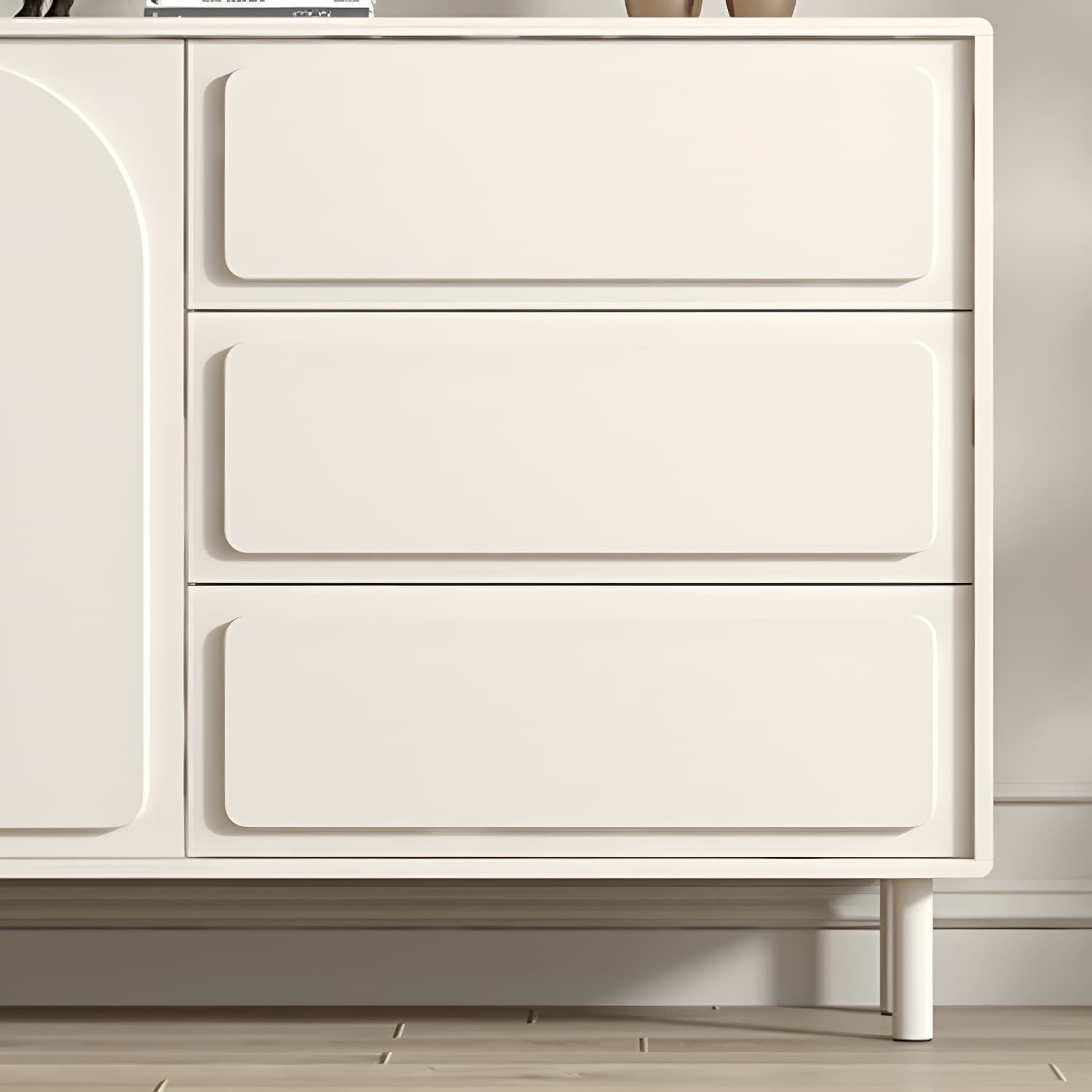 37.4"Tall White Wooden Cabinet , 3- Drawer Rectangle Accent Cabinet - image 6