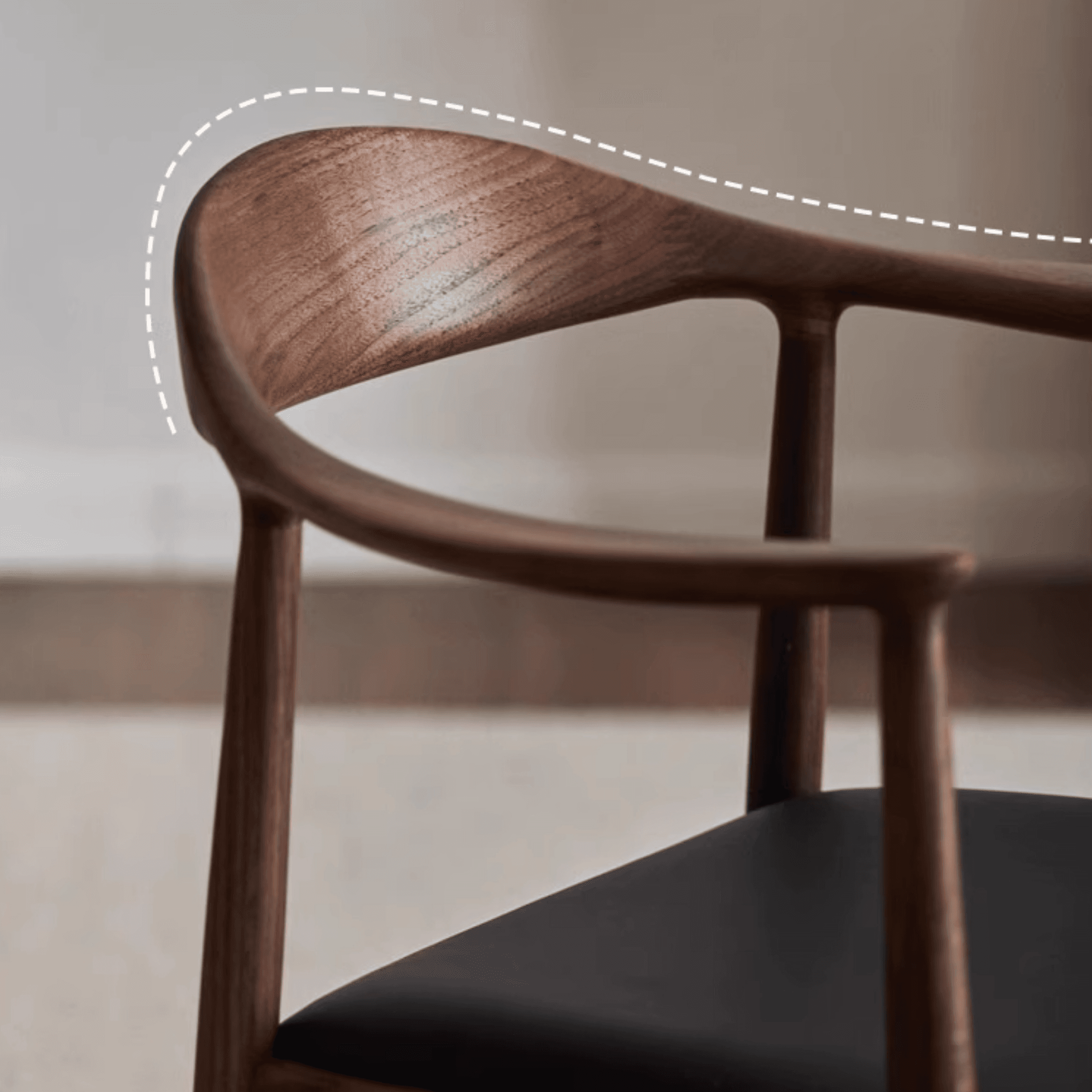 Scandinavian Timber Outlined Leatherette/Linen Firm Arm Chair with Exposed Back and Armrest - image 10