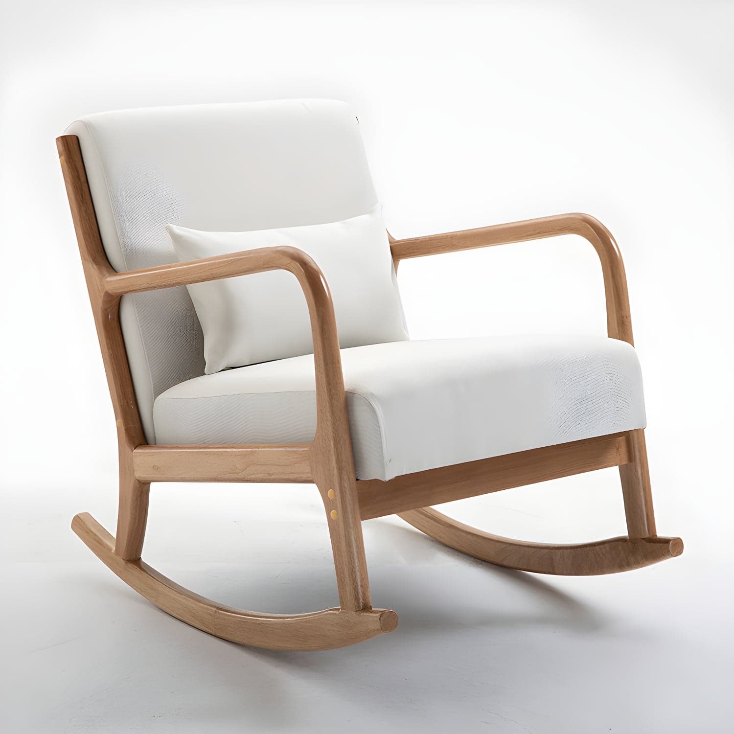 Modern Upholstered Rocking Chair with Natural Wood Legs and Recessed Back Cushion - image 9