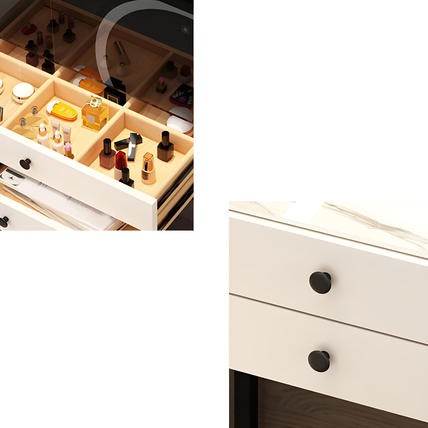 Contemporary Bedroom Makeup Vanity Desk Glass Vanity Dressing Table with Stool - image 10