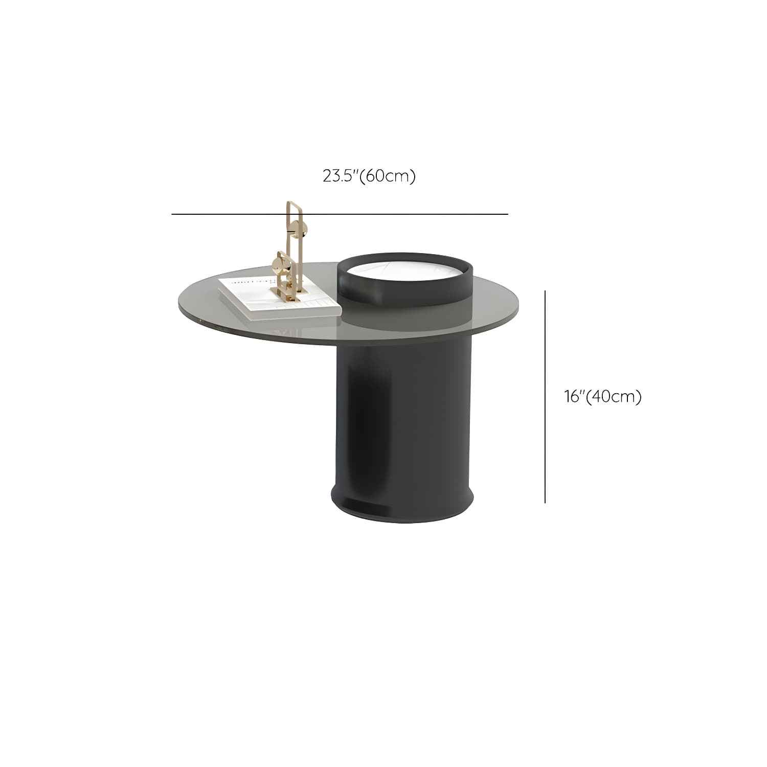 Stone Top Coffee Cocktail Table with Drawer Drum Contemporary Round - image 18