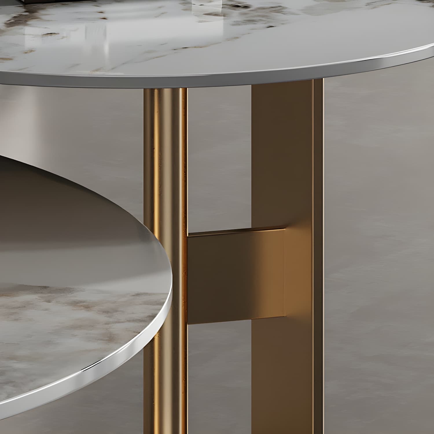 Glam Style Round Nesting Coffee Table Set with Steel Pedestal Base - image 8
