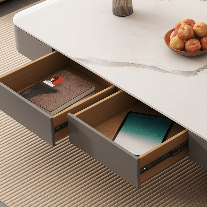 Funky Single Rock Side Table with Toboggan Base, Gray/White Square Top, and 1 Drawer - image 7