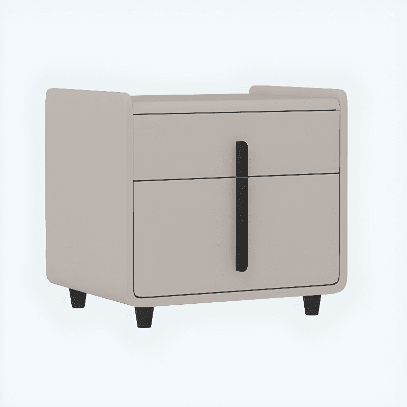 Organic Modern Nightstand With Drawer Organization with 2 Drawers, Pleather Countertop, and Leg - image 3