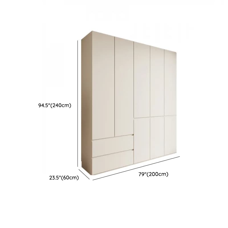 White Minimalist Manufactured Wood Independent Wardrobe Closet with Soft Close Drawer, Soft Close Door, and Interior Shelves - image 17