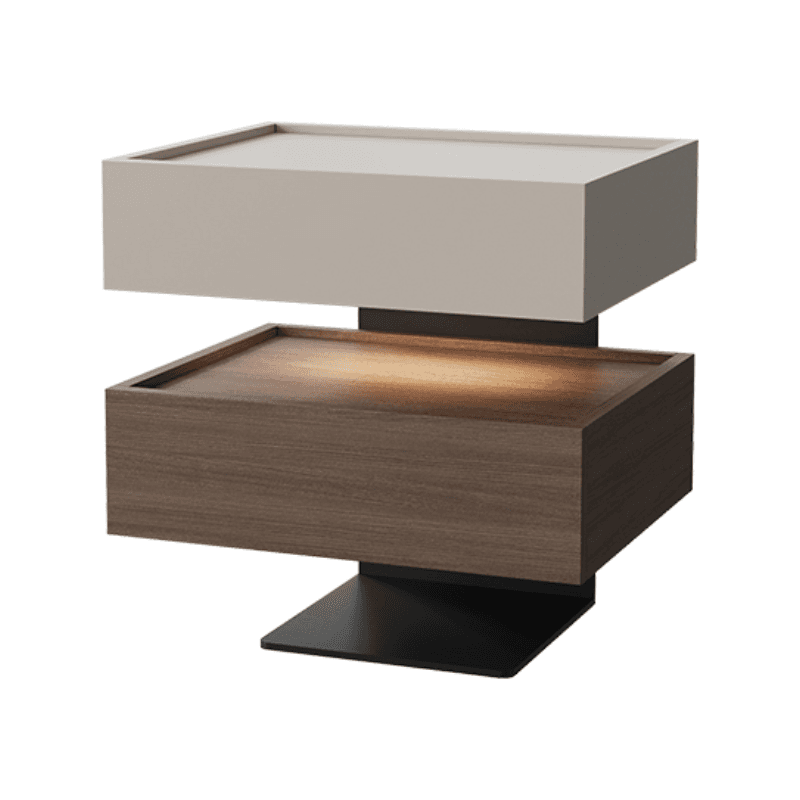Organic Modern Open Nightstand with Composite Wood and Illuminating Feature - image 5