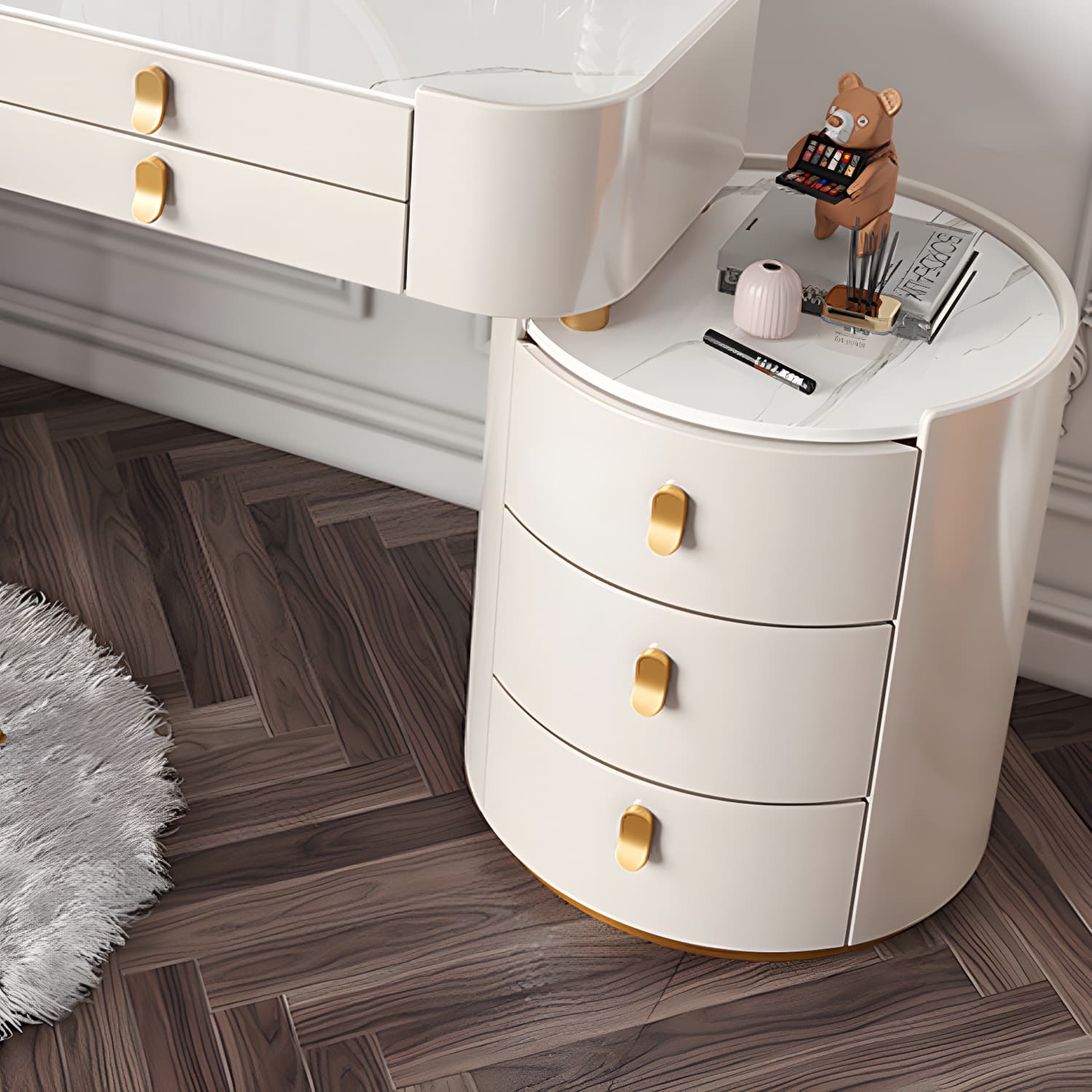 Lighted Mirror Makeup Vanity Desk Storage Box Makeup Vanity Set with Drawer - image 12