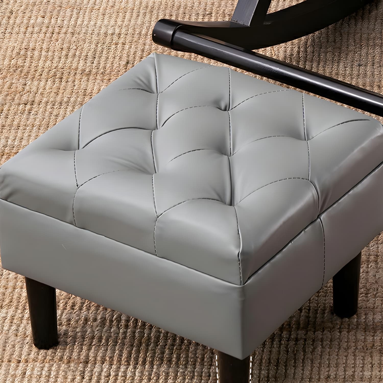 49" Wide Solid Wood Faux Leather Rocking Accent Chair with Legs - image 17