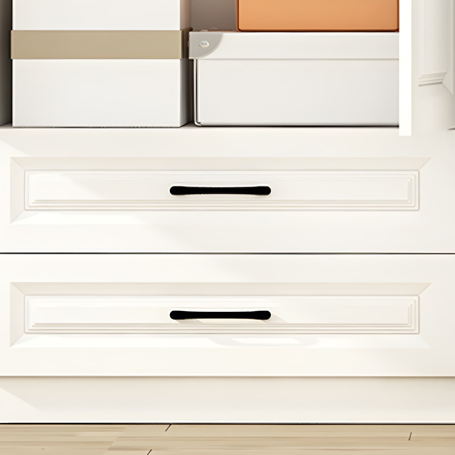 White Modern Wood Wardrobe Armoire with Clothing Rod and Shelves - image 6