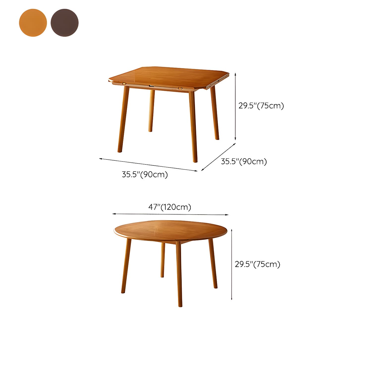 Round Wood Scandinavian Design Dining Table with Self-Storing Leaf and Extension Feature - image 20