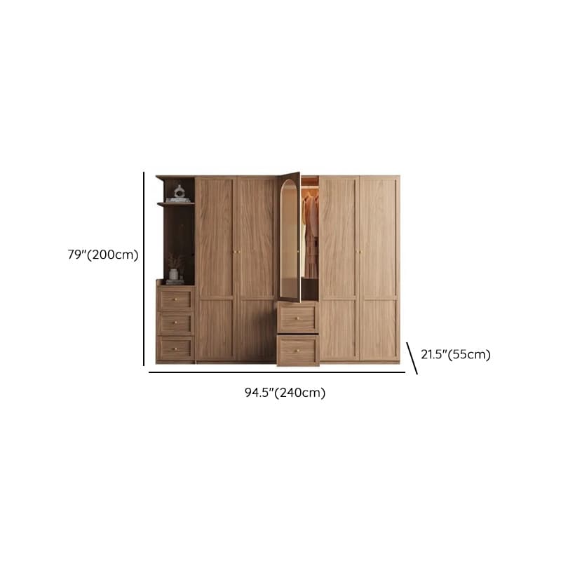 Minimalist Timber Sepia Cabinet Armoire with Interior Shelves & Clothing Rack & Soft Close Drawer & Soft Close Door - image 43