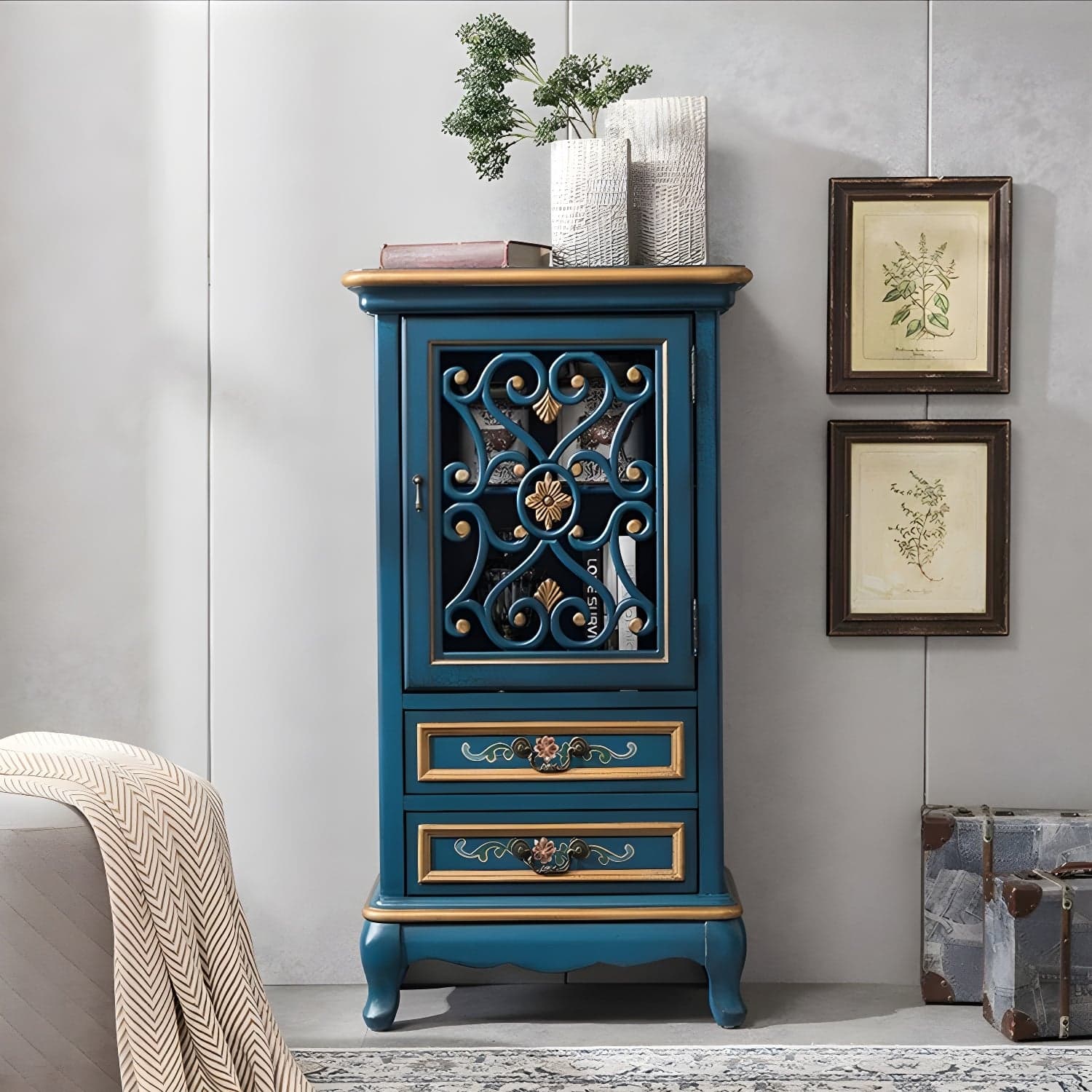 47.24"/61.02" Tall 1- Door Wooden Cabinet, Rectangle Accent Cabinet with Drawers - image 3
