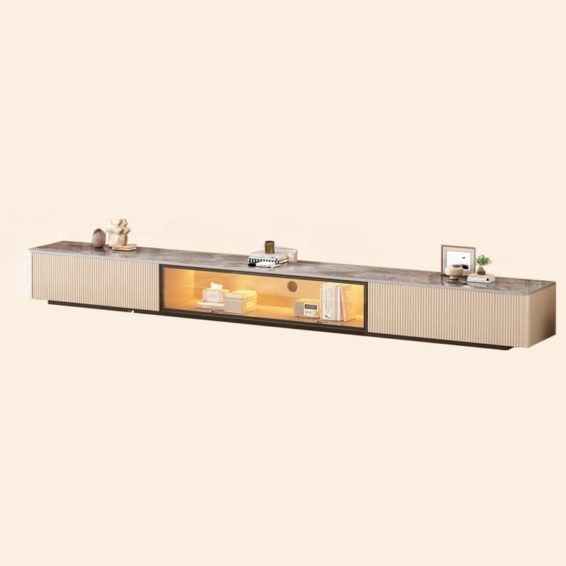 Modish Sintered Stone TV Stand with 2-Drawer, Cabinet & Cable Management Living Room