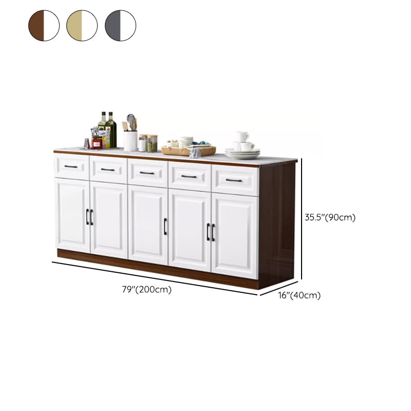 Natural Finish/Light Wood/Ashen Wood Floor Sideboard with Countertop and Kitchen Appliance Storage - image 19