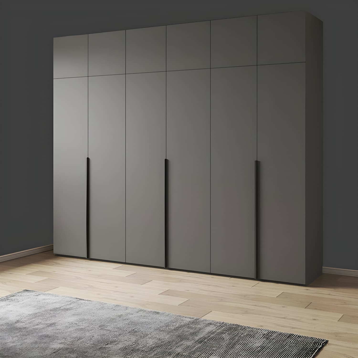 Modern Light Gray Wardrobe Closet Timber Soft Close Drawer Soft Close Door Interior Shelves