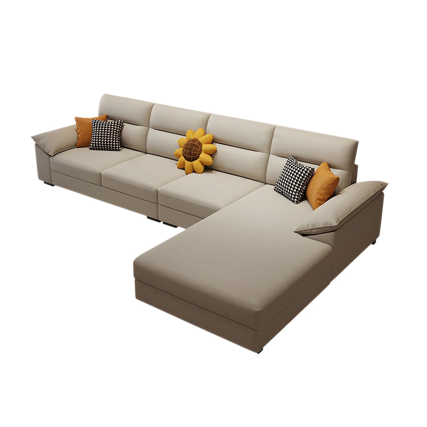 Scandinavian Wood Seats 4 Large (Over 109 in.) Pillow Top Arm Sofa Chaise - image 10