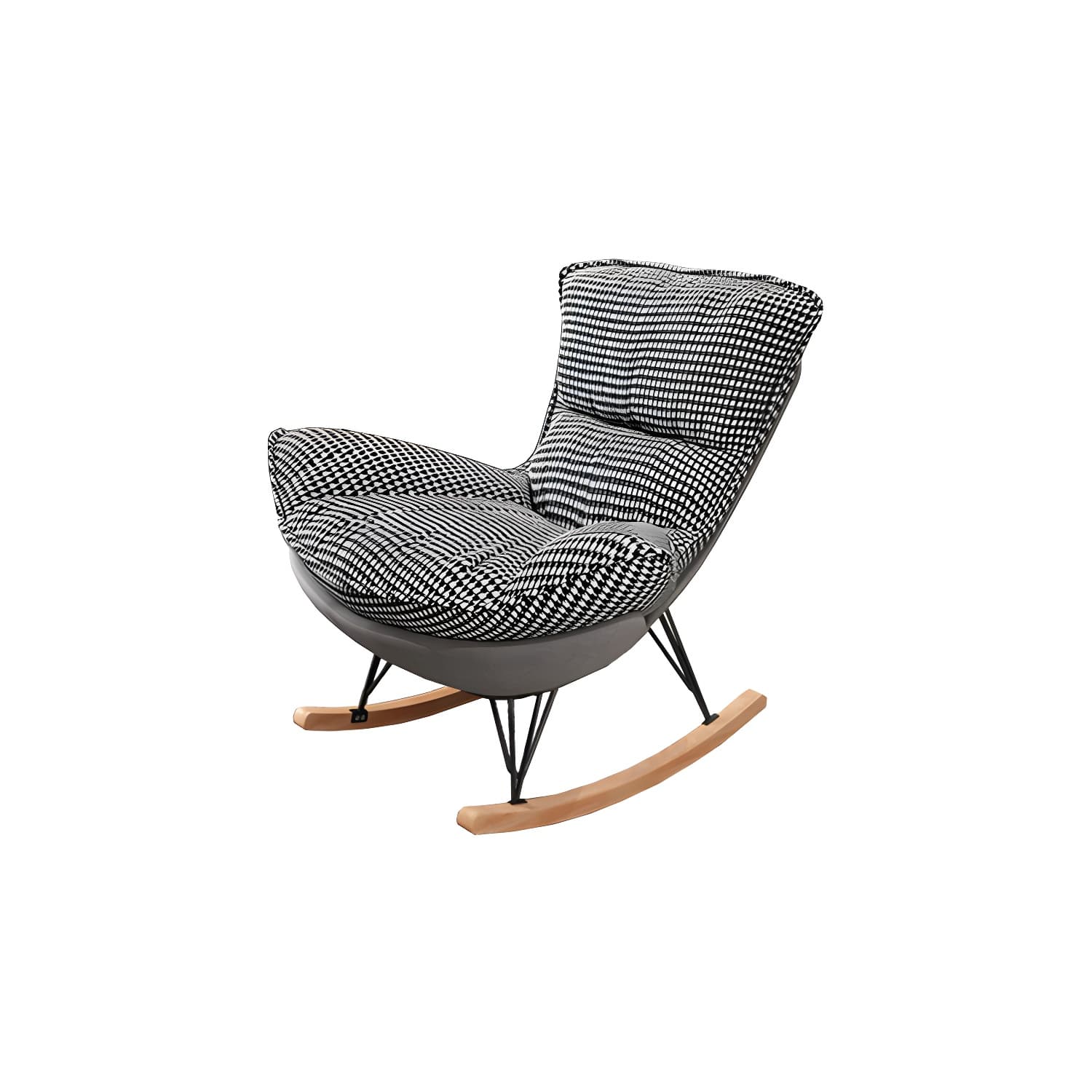 Modern Glider Chair Pure Color Metal Dark Legs Rocking Chair with Ottoman - image 16