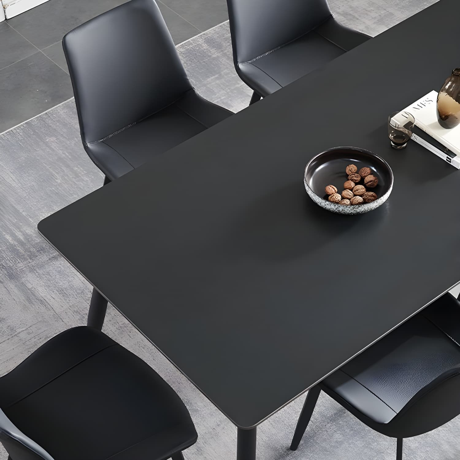 Modern Scratch-Resistant Stone Top Black Metal Base Kitchen Table - image 5
