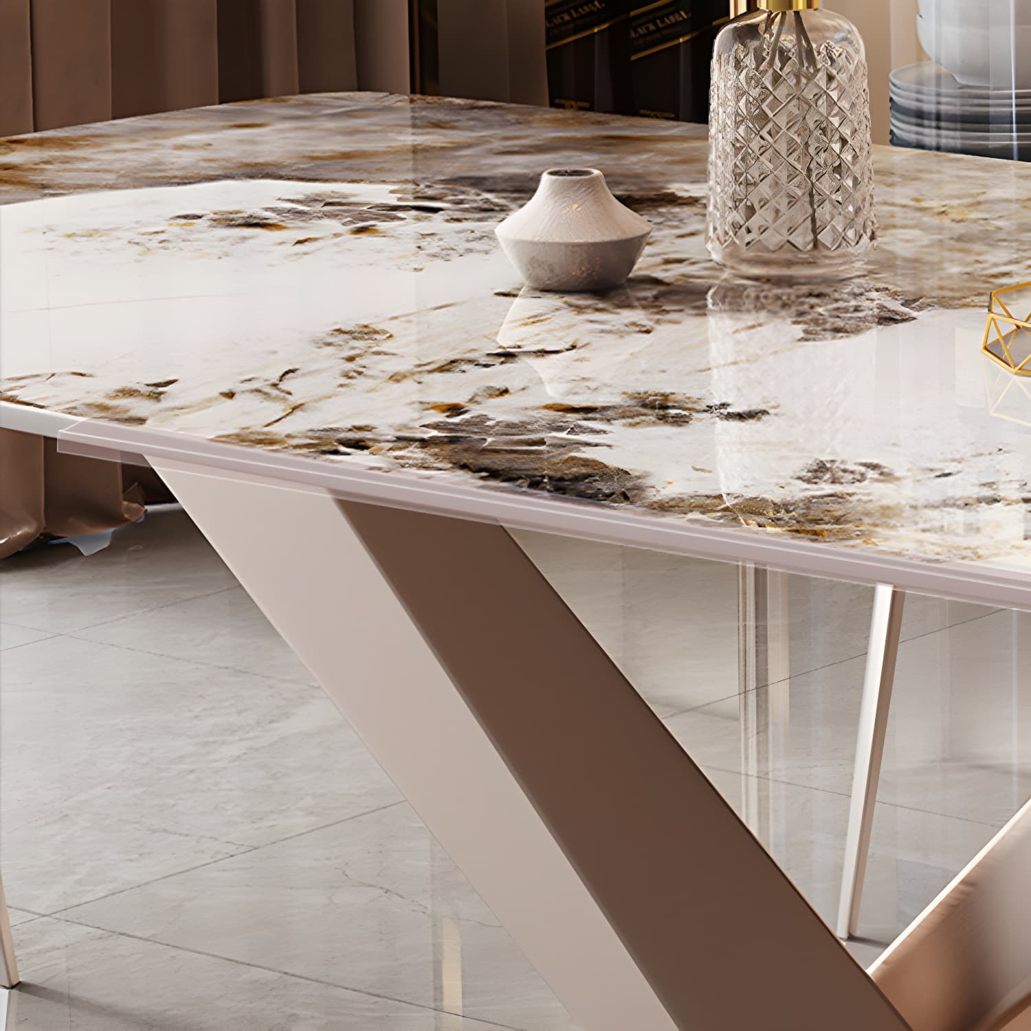 Modern Rectangle Dining Table Set 1/2/5/7 Pieces with Metal Base Kitchen Furniture Set - image 6
