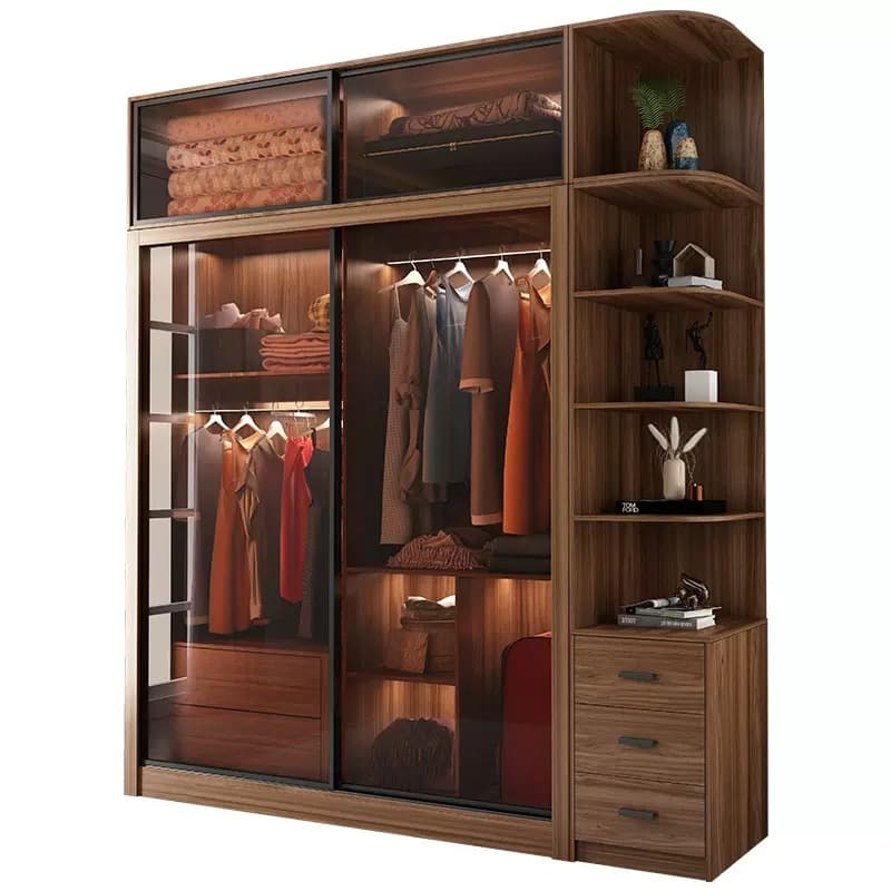 Simple Unfinished Color Wooden Wardrobe Armoire with Hanging Rod, Interior Shelves, Soft Close Drawer & Soft Close Door - image 5