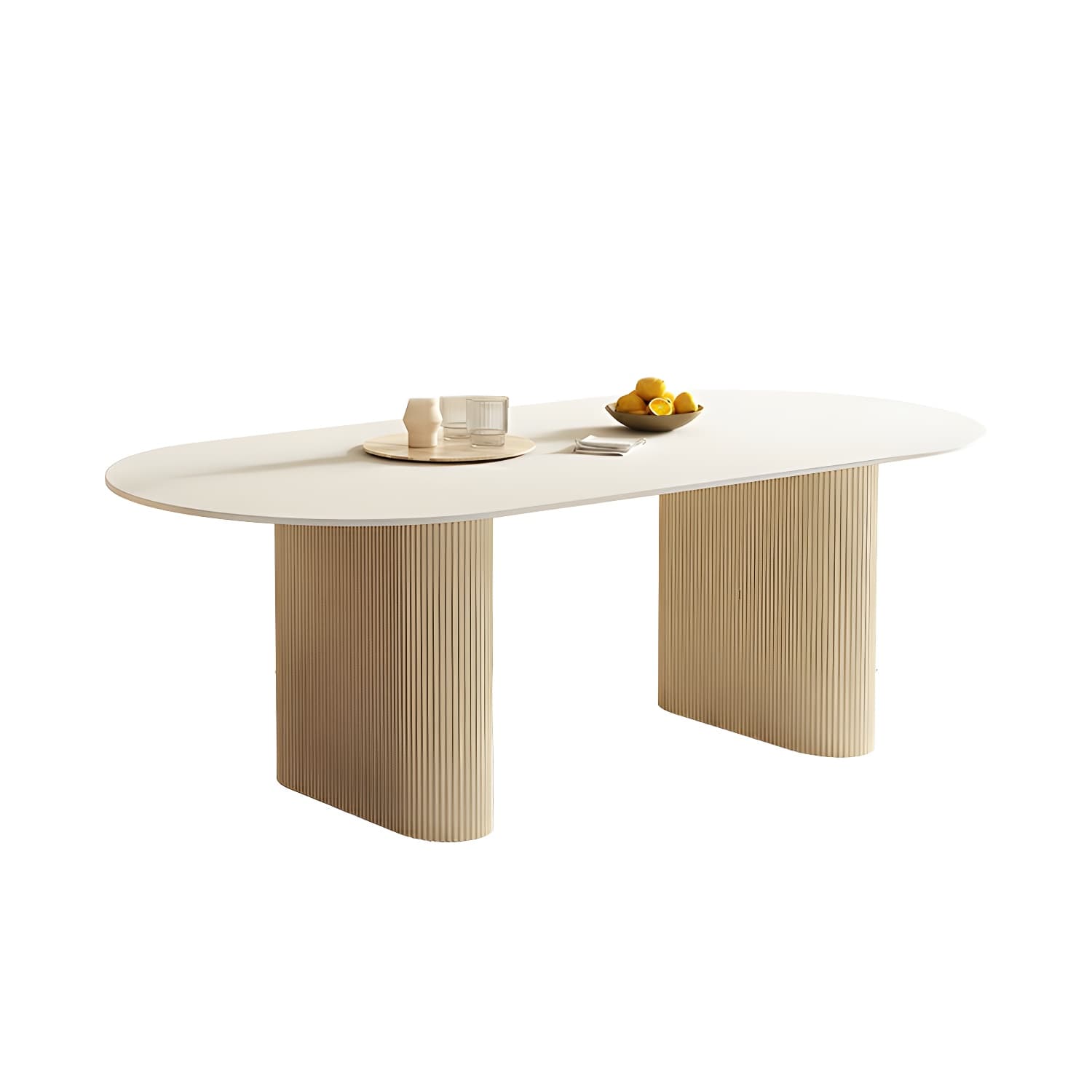 Elegant Oval Shape Metal Dining Set in Modern White - Ideal for 35-40 Women - image 5