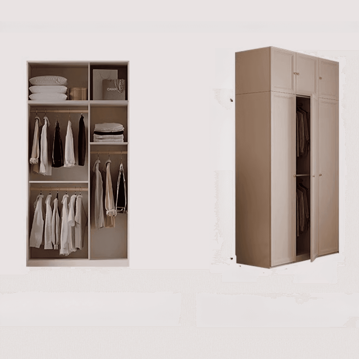 Chalk Modish Self-supporting Cabinet Armoire with Soft Close Drawer, Soft Close Door, and Hinged Hanging Rod - image 5