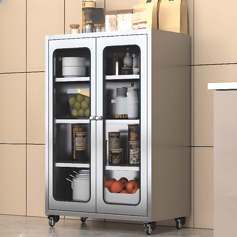 Metallic Sideboard on Roller Wheels with Stainless Steel Countertop - image 14
