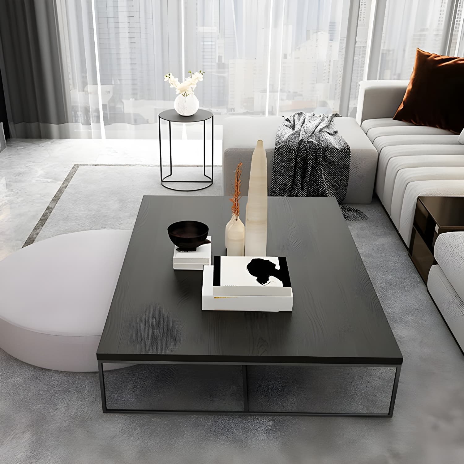 North European Wood Coffee Table Rectangle Frame Cocktail Table - image 12