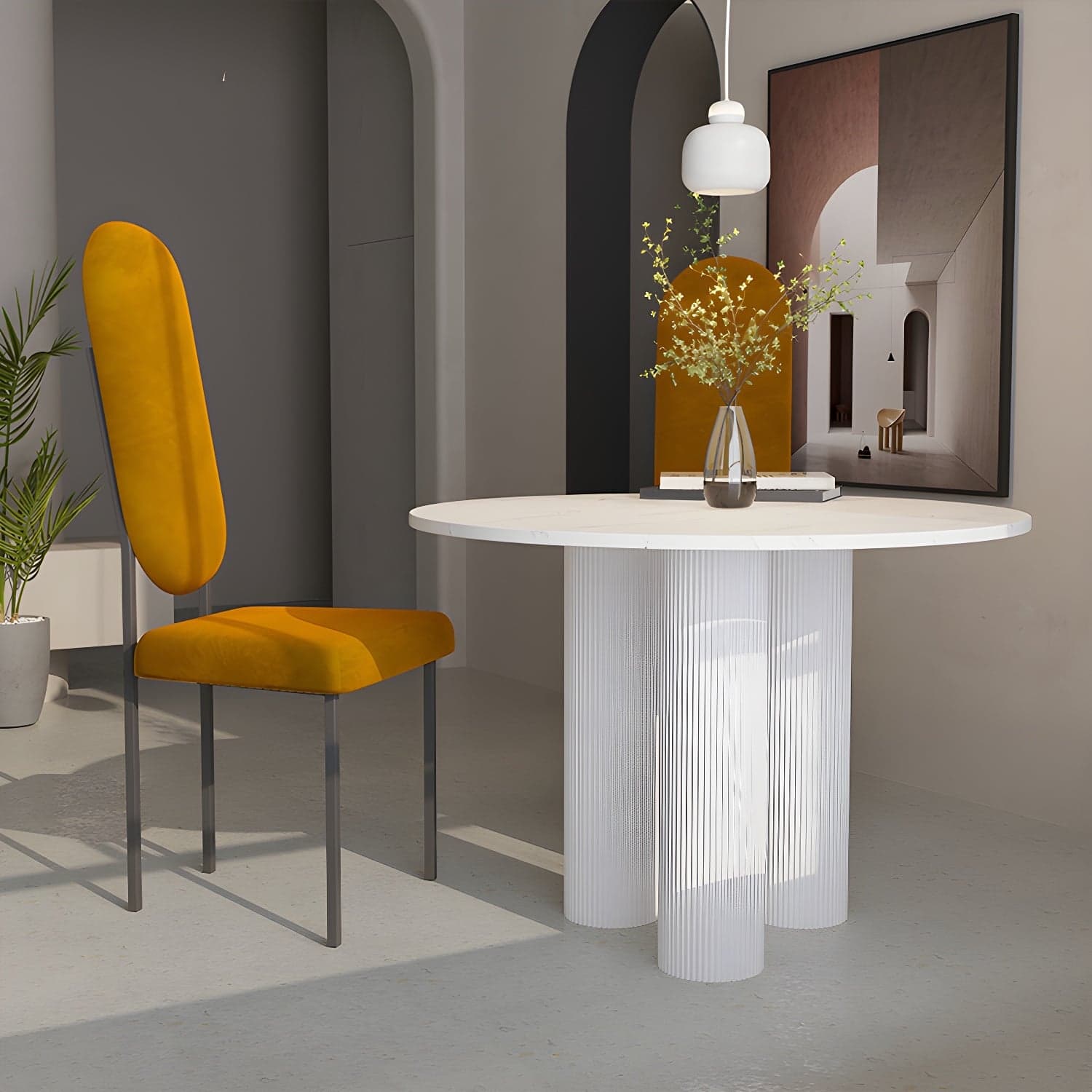 Modern Casual Dining Table Round Top Dinner Table Kitchen Home - image 4