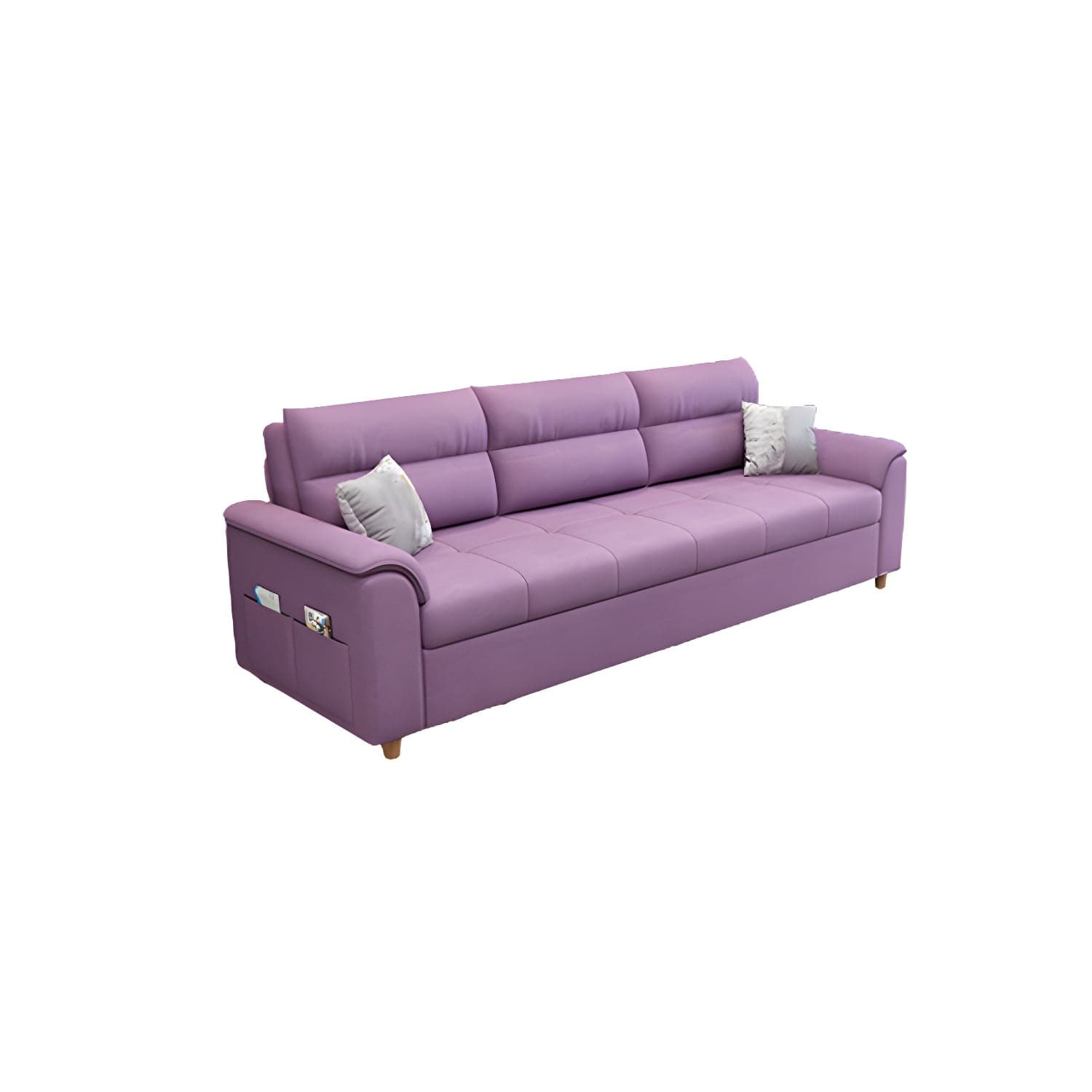 Cotton Blend and Faux Leather Biscuit Back Pillow Top Arm Couch Bed - image 10