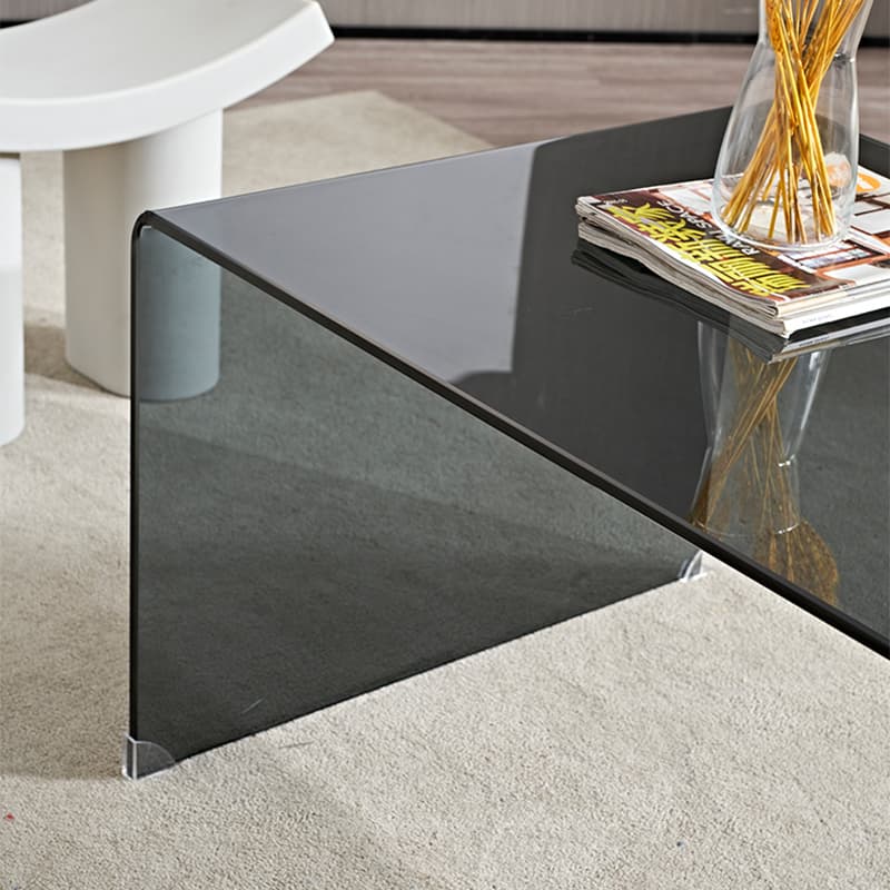 Modern Glass Coffee Table with Transparent Rectangular Top & Sleek Sled Base - image 8