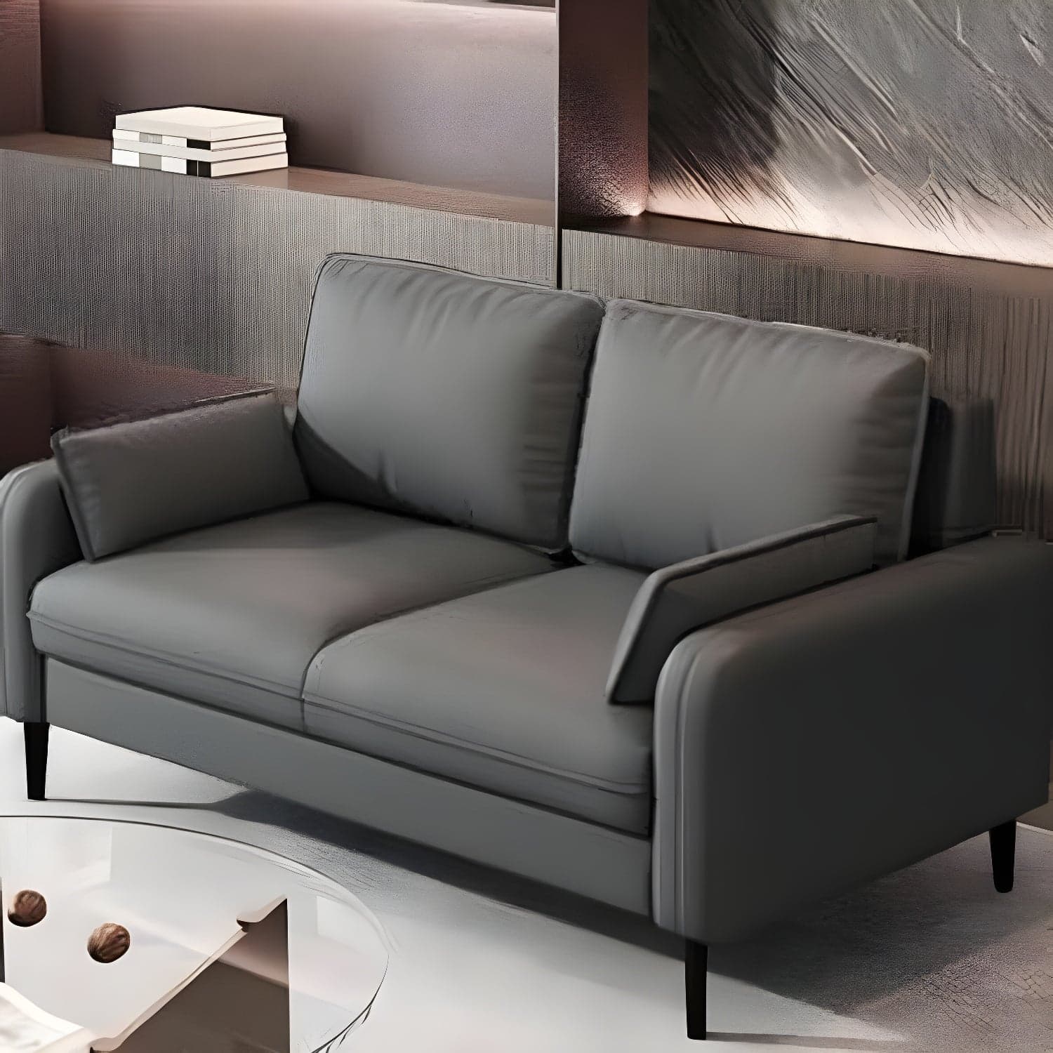 2-Seater Modern Cushioned Sofa with Bolster Pillows for Living Room - image 3