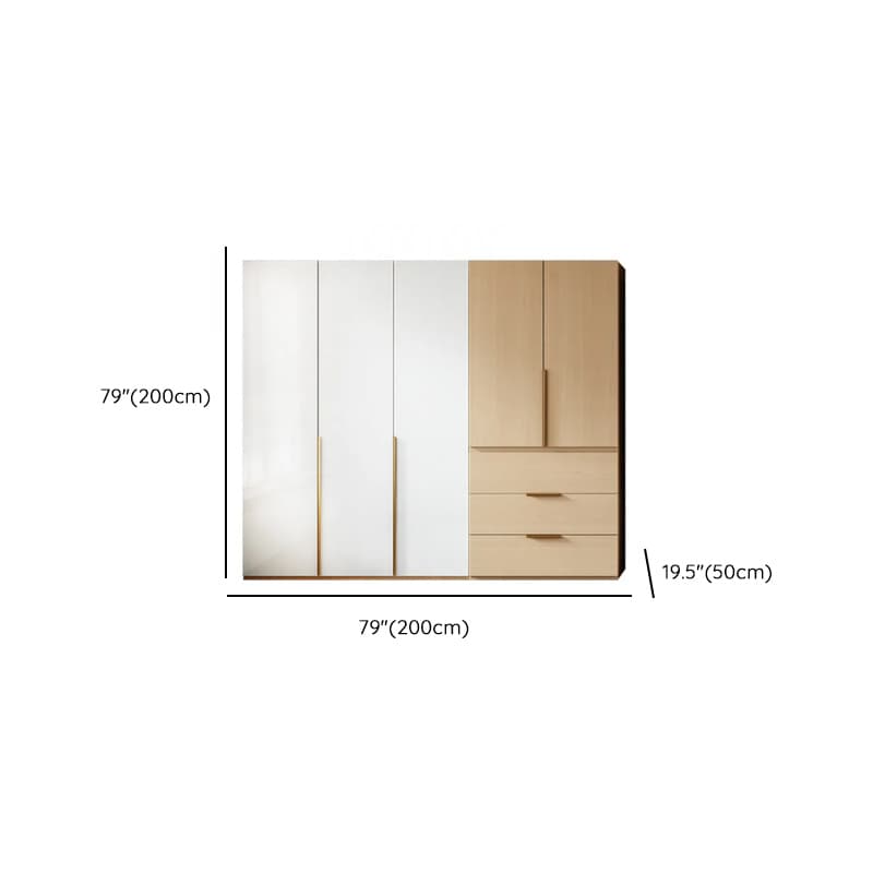 Multicolor/White/Natural Color Art Deco Composite Wood Cabinet Armoire with Hanging Rod, Interior Shelves, Soft Close Door and Soft Close Drawer - image 14