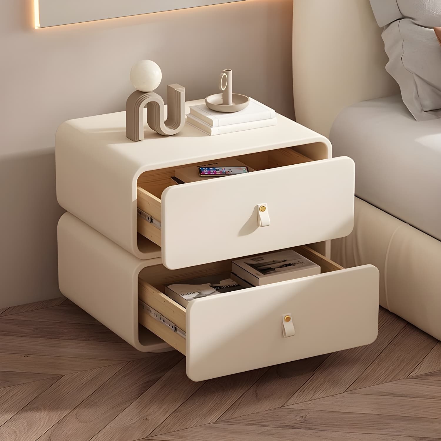 Modern Wood Drawer Storage Nightstand with 2 Drawers - Small Size - image 12