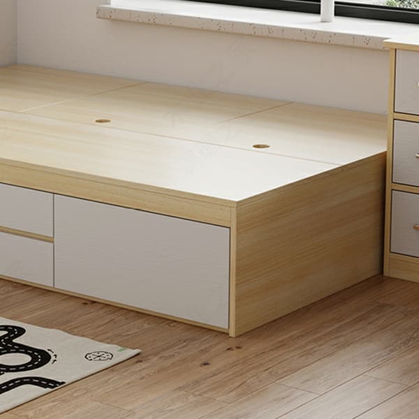 Modern Style Natural Solid Colored Bed with Light Wood Drawers Ideal For Stylish Storage Needs - image 6