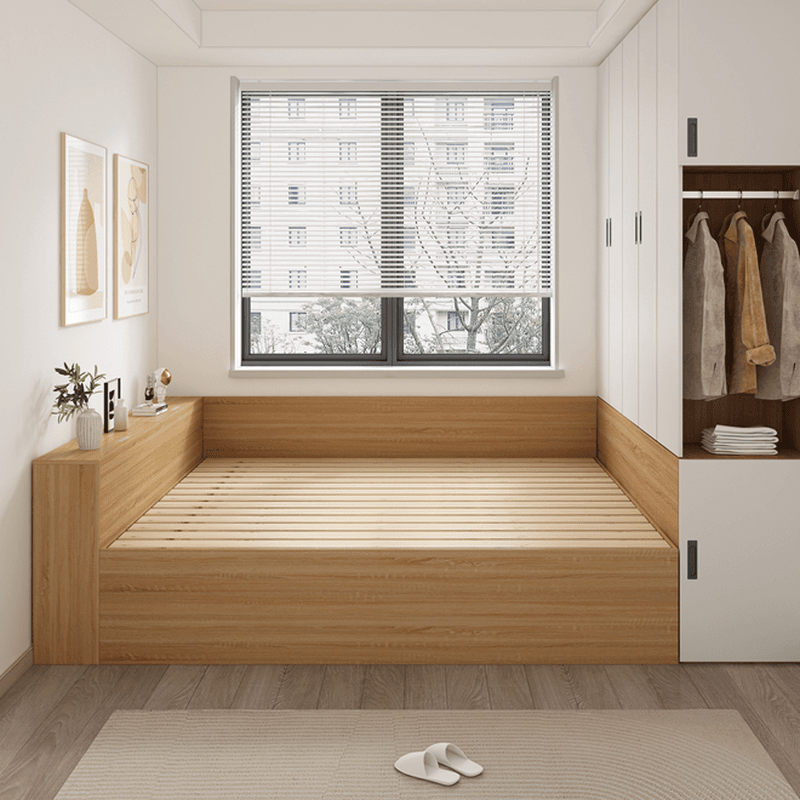 Natural Color Solid Color Tatami Bed for Bedroom