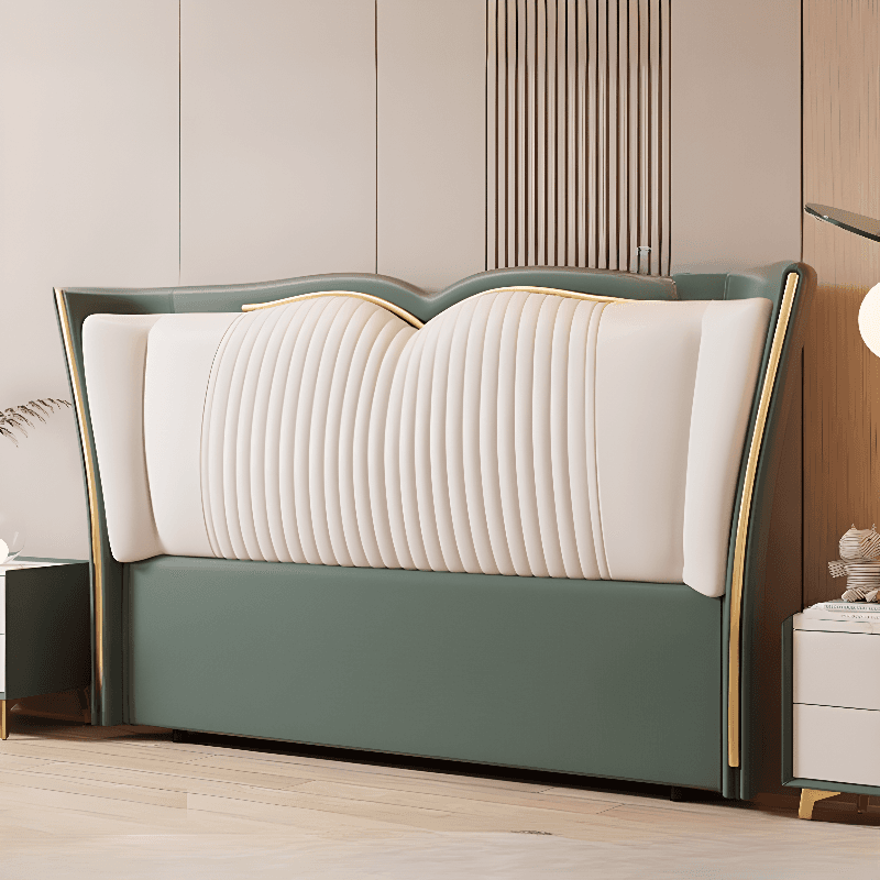 Modern Simple Style Wingback Headboard in Natural Wood for King/Queen/Full Bed with No Distressing, Sponge Upholstery, Free-standing Standard Height - image 5