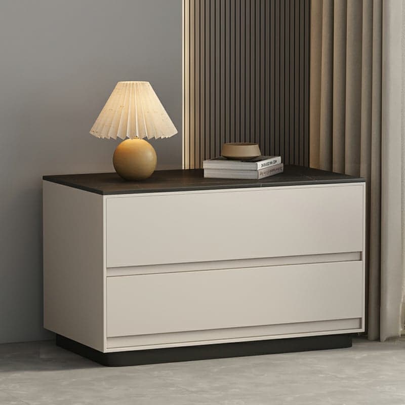 Modern Two-Drawer Wood Nightstand - Small Size - No Distressing - 40cm Width - image 7