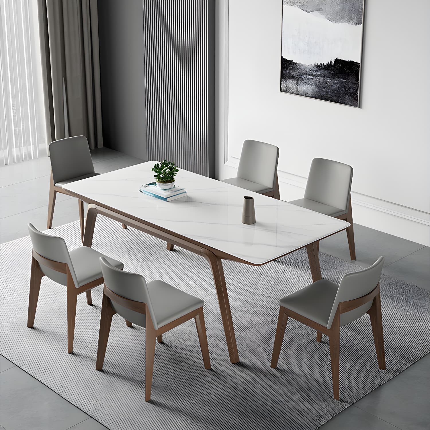 Designer Style Sintered Stone Top Dining Set Rectangle 1/3/4/5/7 Pieces Dining Table Set - image 10