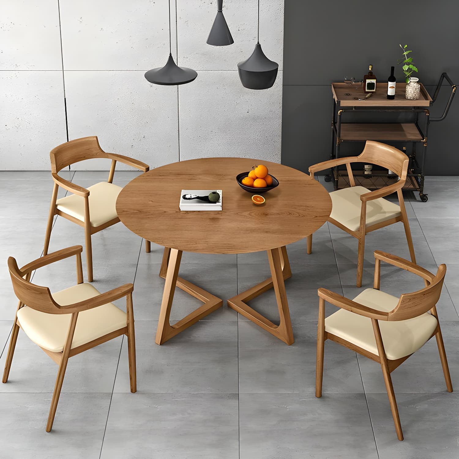 Modern Style Round Solid Wood Dining Set 1/2/4/5 Pieces Dining Set for Dining Areas - image 4