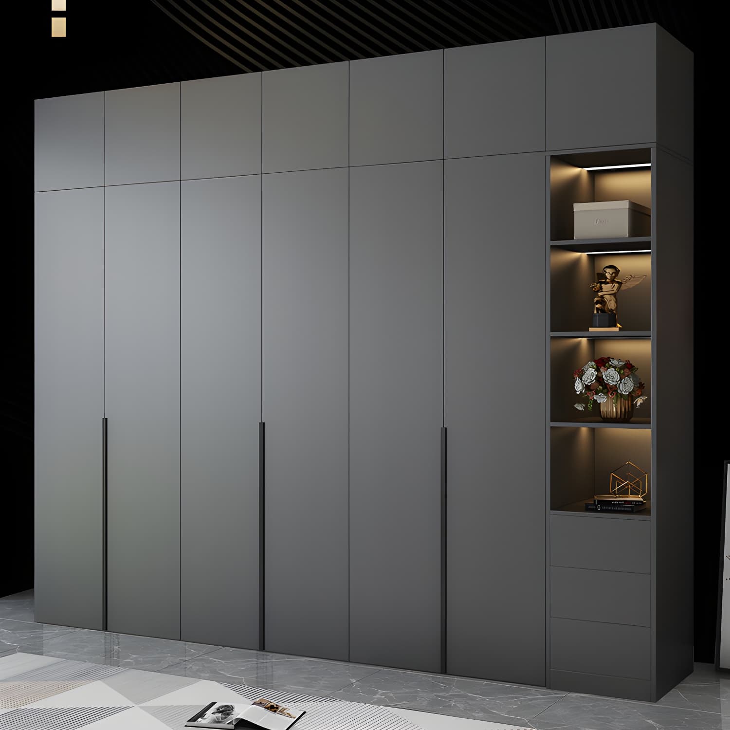Black Wardrobe Armoire with Garment Rod Wood Wardrobe Closet - image 9