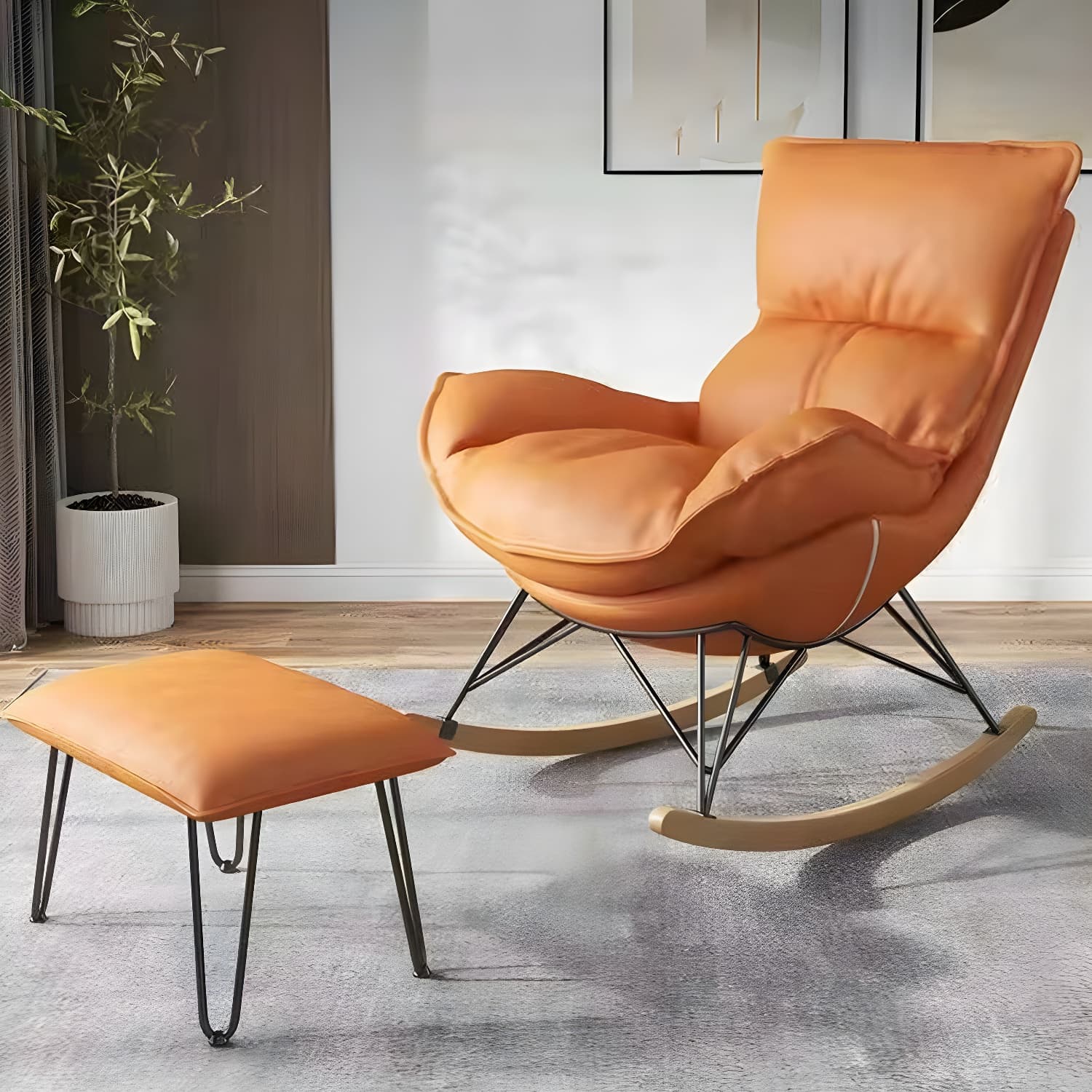 Contemporary with Light Legs Living Room Spindle Rocking Accent Chair - image 11