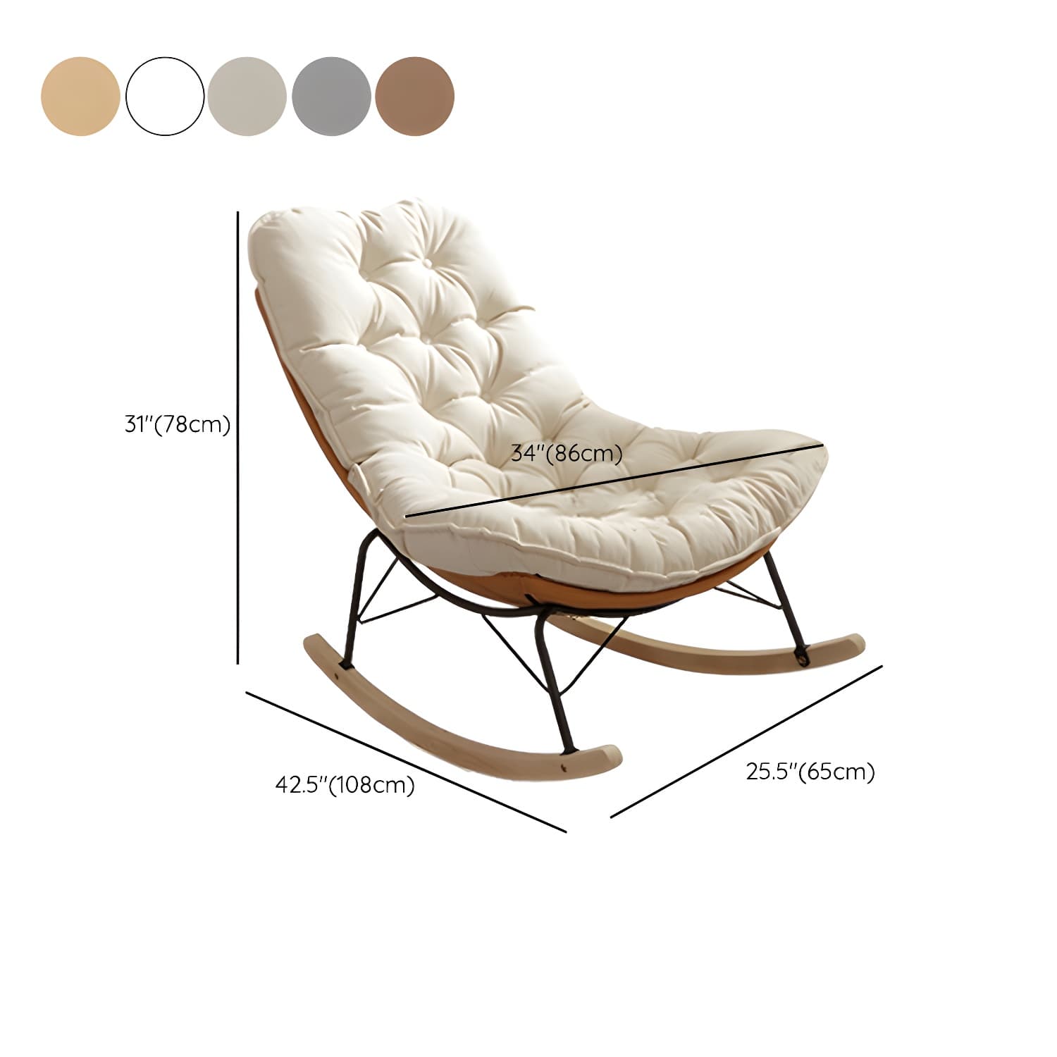 Upholstered Rocking Chair with Wood Legs - Armless Design, Resistant to Scratches and Stains - image 15