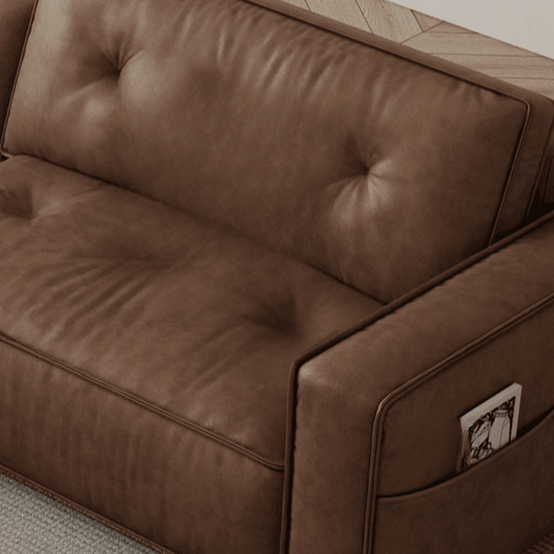 Mocha Pu Leather Convertible Sofa with Armrest for Drawing Room - image 6