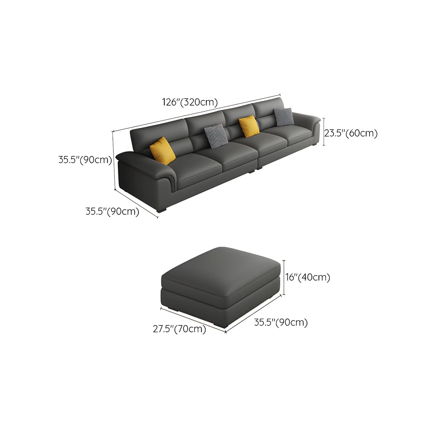 Modern Black Sectional Sofa with Pillow Top Arm and Cushion Back - image 13