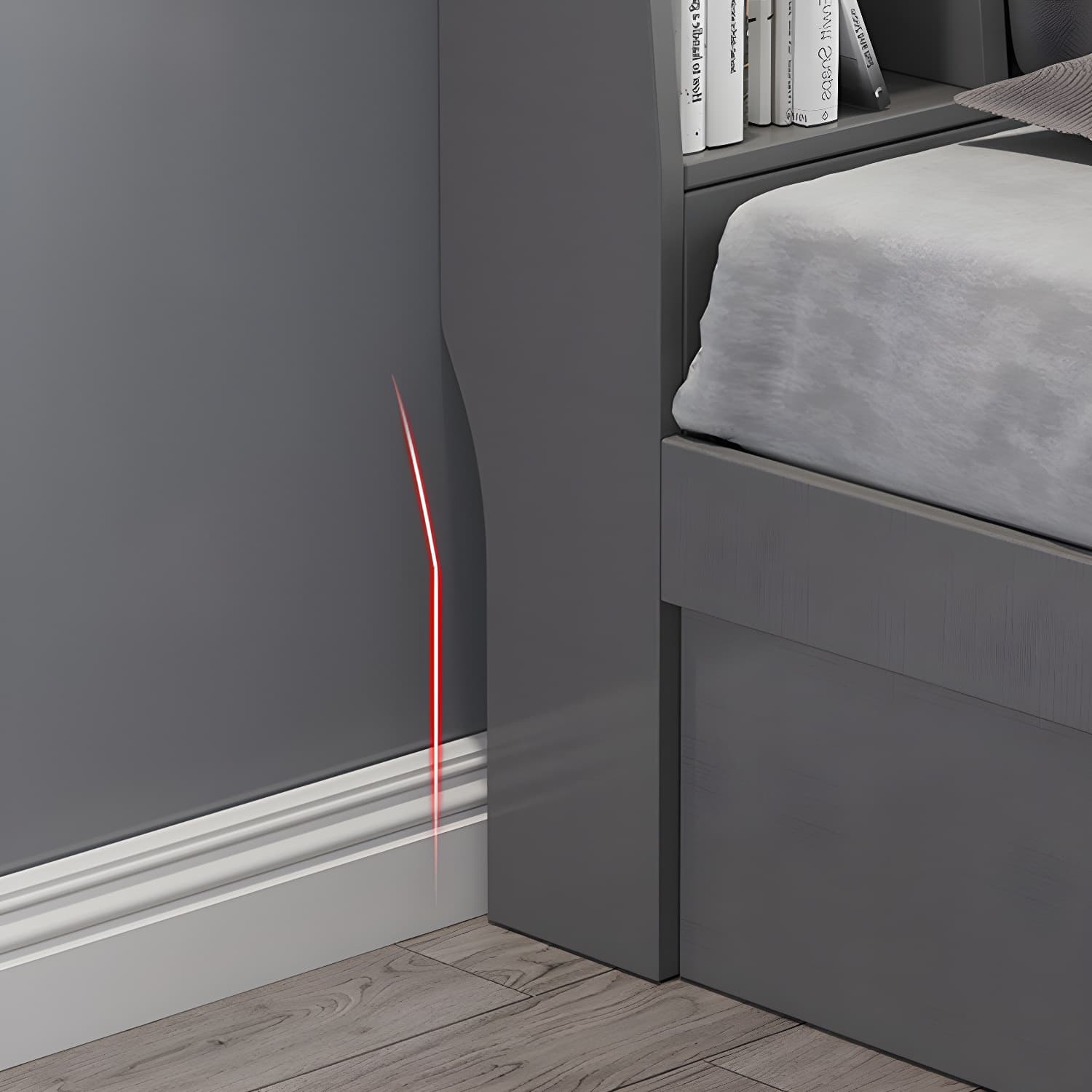 Modern Wood Panel Bed with Upholstered Headboard and Built-In Drawers - image 8