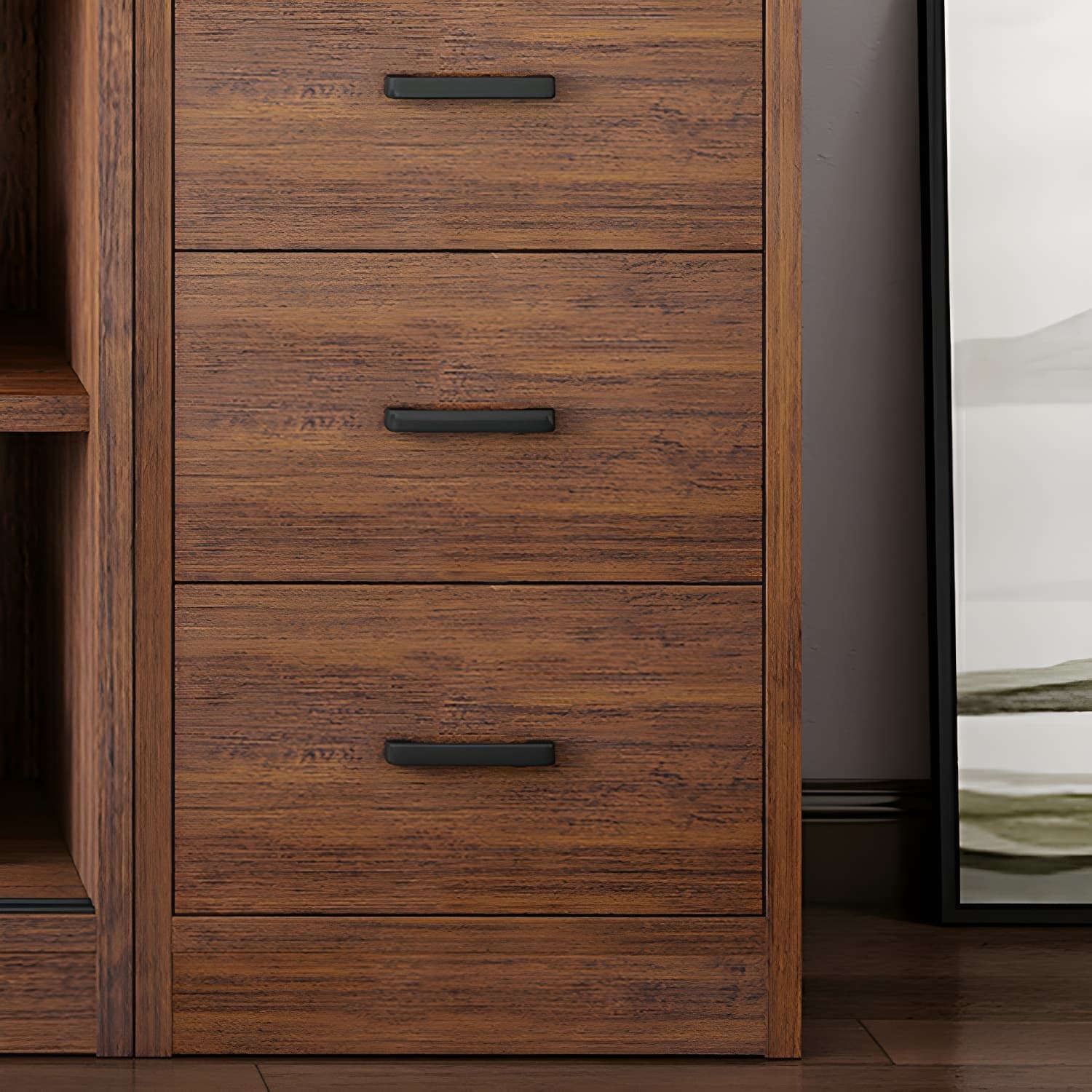Modern Wooden Wardrobe Armoire with 3 Clothing Rods and Interior Shelves - image 7