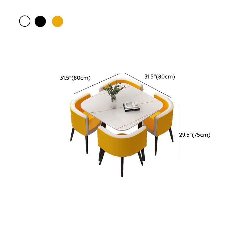 Stone Cushion Chair Dining Table Set with Back for 4 in Chalk - image 10