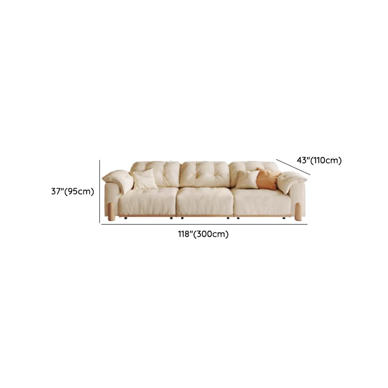 Modish Solid Color Scratch-durable Standard Sofa/Single Sofa in Off-White, Seats 4/2-seater/3 with 2 Pillows - image 11